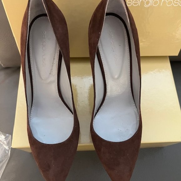 Sergio Rossi Suede Platform Pump Brown 38,5 - Picture 3 of 6